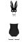 (SALE) Эротический костюм кролика Obsessive Bunny costume S/M, black, боди, чокер, гартеры, чулки, маска