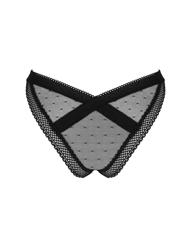 (SALE) Кружевные трусики с заниженной талией Obsessive Estiqua panties XS/S, black