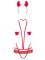 Эротический костюм чертика из стреп Obsessive Evilia teddy red S/M, боди, чокер, накладки на соски,