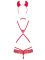(SALE) Эротический костюм чертика из стреп Obsessive Evilia teddy red L/XL, боди, чокер, накладки на соски,