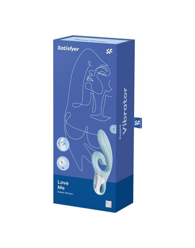 Вибратор-кролик Satisfyer Love Me Blue, гибкий, отросток с тройным кончиком
