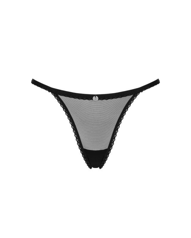 Прозрачные стринги с кружевом Obsessive Celia Noir thong XS/S