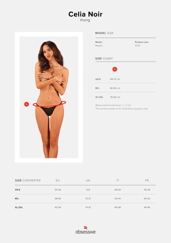 Прозрачные стринги с кружевом Obsessive Celia Noir thong XS/S