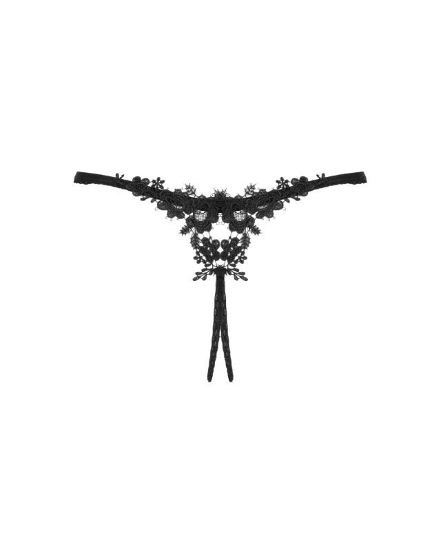 Прозрачные стринги с доступом Obsessive Celia Noir crotchless thong M/L