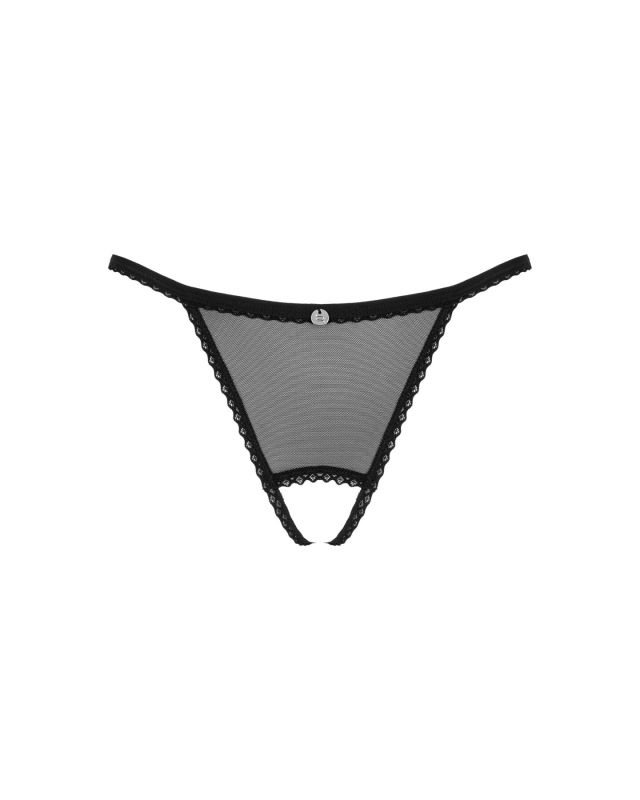 Прозрачные стринги с доступом Obsessive Celia Noir crotchless thong XL/2XL