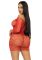 Платье-сетка с сердечками Leg Avenue Heart net mini dress Red, завязки, открытые плечи, one size