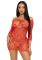 Платье-сетка с сердечками Leg Avenue Heart net mini dress Red, завязки, открытые плечи, one size
