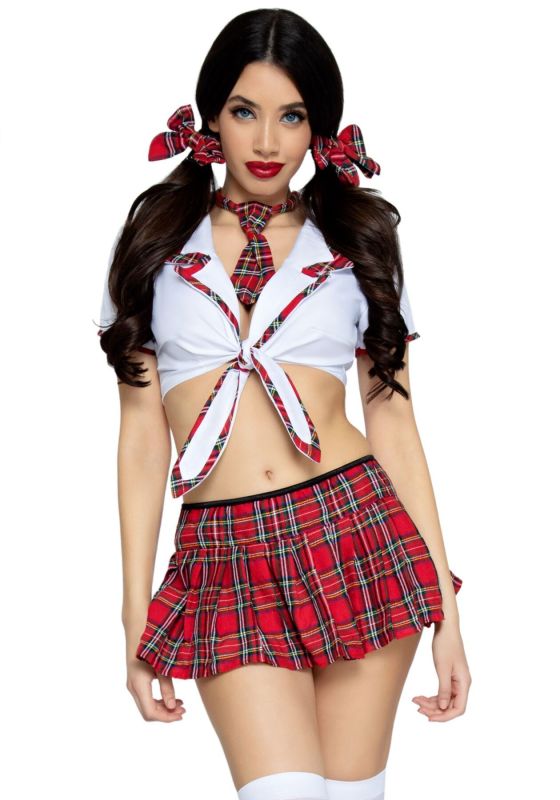 Костюм школьницы Leg Avenue Miss Prep School M/L, топ, юбка, галстук, бантики