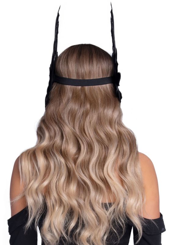 Повязка на голову с крыльями Leg Avenue Feather headband Black, перья и натуральная кожа