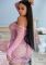 Платье-сетка с сердечками Leg Avenue Heart net mini dress Pink, завязки, открытые плечи, one size