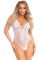 Кружевное боди Leg Avenue Floral lace thong teddy White, шнуровка на груди, one size