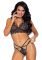 Эротический комплект со стрепами и стразами Leg Avenue Ready Or Not M Black, бра + стринги