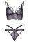 Эротический комплект со стрепами и стразами Leg Avenue Ready Or Not M Black, бра + стринги