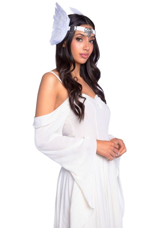 Повязка на голову с крыльями Leg Avenue Feather headband White, перья и натуральная кожа