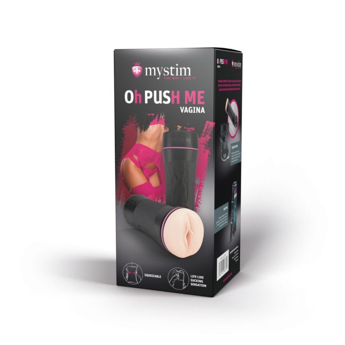 Мастурбатор-вагина Mystim O(h) PUSH ME Vagina, можно сжимать и регулировать вакуум