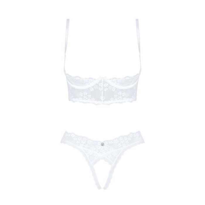 Эротический комплект Obsessive Heavenlly 2-pcs cupless set XS/S, открытая грудь, с доступом