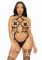Портупея-тедди из экокожи Leg Avenue Heart ring harness teddy S, Black, подвеска-сердечко, цепи