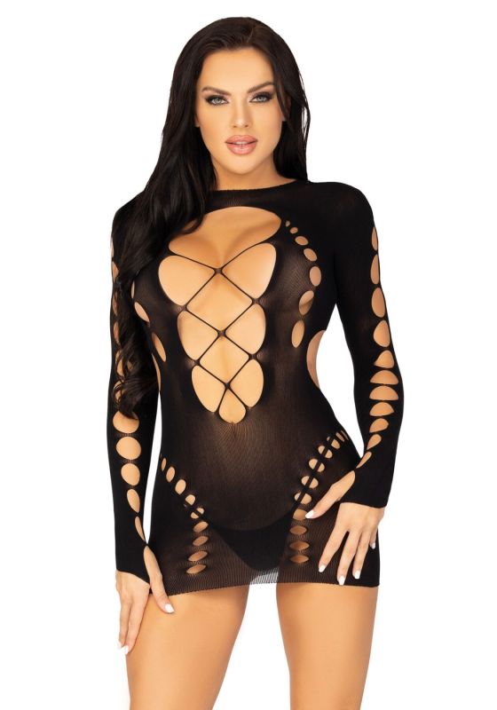 (SALE) Leg Avenue Long sleeve cut out mini dress Black O/S