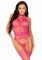 Кружевной бодистокинг с открытым доступом Leg Avenue High neck lace bodystocking One size Raspberry
