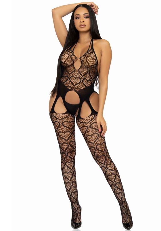 Бодистокинг с открытым доступом Leg Avenue Net suspender bodystocking One size Black, кружево
