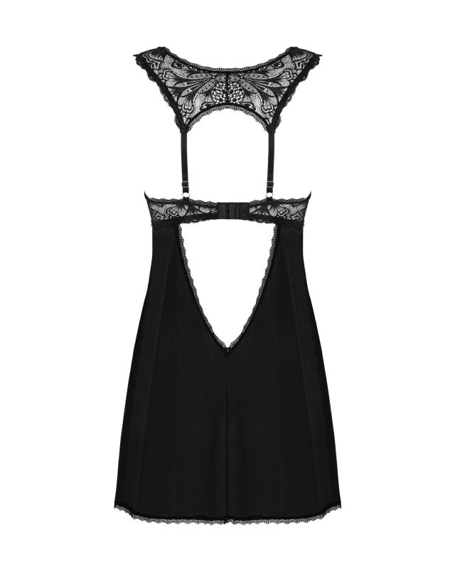 Сорочка бэби-долл с кружевом на груди Obsessive Donna Dream babydoll M/L Black, стринги