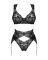 Комплект белья Obsessive Donna Dream 3-pcs set M/L Black, бюстгальтер, стринги, пояс для чулок