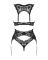 Комплект белья Obsessive Donna Dream 3-pcs set XL/2XL Black, бюстгальтер, стринги, пояс для чулок