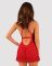 Прозрачная сорочка бэби-долл Obsessive Lacelove babydoll & thong XS/S Red, кружево, стринги