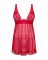 Прозрачная сорочка бэби-долл Obsessive Lacelove babydoll & thong M/L Red, кружево, стринги