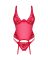 Прозрачный корсет Obsessive Lacelove corset XS/S Red, кружево, подвязки для чулок