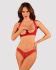 Комплект белья Obsessive Lacelove cupless 2-pcs set XS/S Red, открытый доступ, открытая грудь