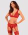 Комплект белья Obsessive Lacelove cupless 3-pcs set M/L Red, бюстгальтер, стринги, пояс для чулок