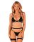 Комплект белья Obsessive Selinne 3-pcs set XL/2XL Black, бюстгальтер, стринги пояс для чулок