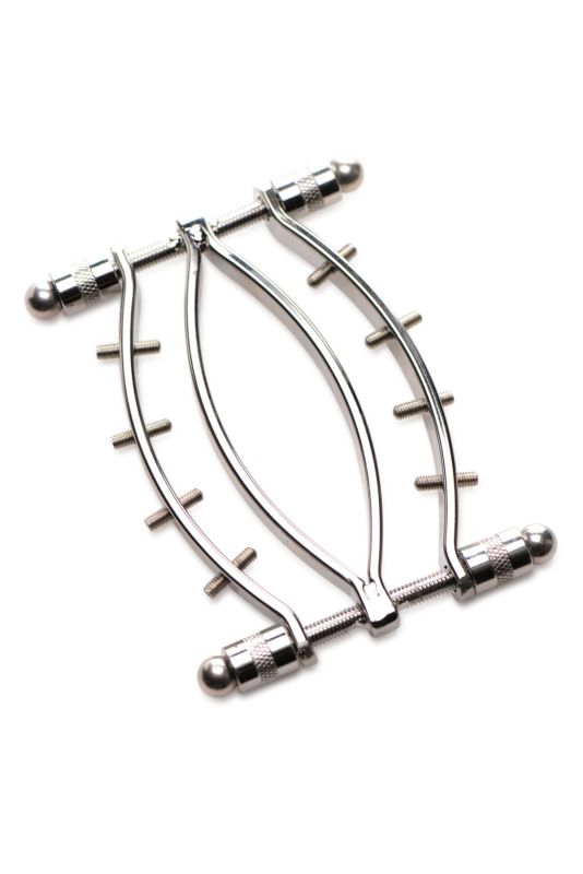 Зажим для вагины Master Series: Spread 'Em Poker Vagina Clamp with Adjustable Pressure Screws, шипы