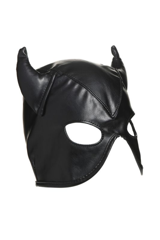 Маска с рогами Master Series: Dungeon Demon Bondage Mask with Horns, черная
