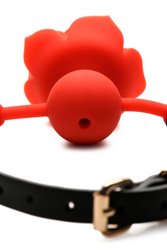 Силиконовый кляп с розой Master Series: Blossom Silicone Rose Gag – Red