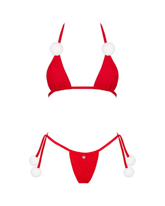 Комплект белья с помпонами Obsessive Bobble Girl, красный