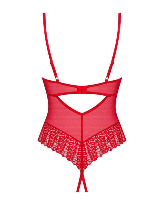 Боди с доступом Obsessive Ingridia crotchless teddy XS/S, красное, открытая грудь