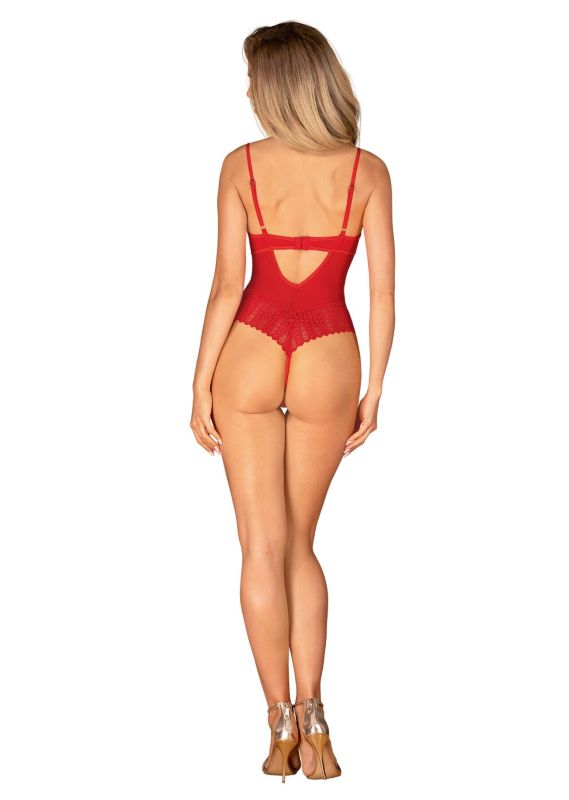 Боди с доступом Obsessive Ingridia crotchless teddy XL/2XL, красное, открытая грудь