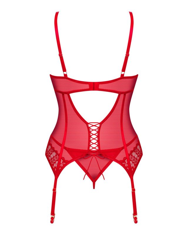 Комплект корсет и стринги Obsessive Ingridia corset & thong XL/2XL, красный