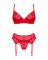 Комплект Obsessive Ingridia 3-pcs set XS/S, красный, бюстгальтер, стринги, пояс