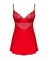 Пеньюар Obsessive Ingridia chemise & thong M/L, красный, сорочка, стринги