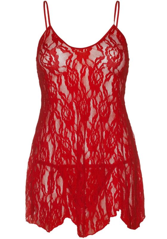 Сорочка беби-долл Leg Avenue Rose Lace Flair Chemise Red, One Size