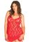Сорочка беби-долл Leg Avenue Rose Lace Flair Chemise Red, Queen Size