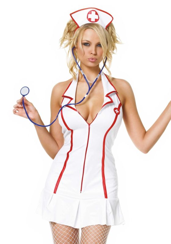 Эротический костюм медсестры Leg Avenue Head Nurse S/M, платье, аксессуар на голову, стетоскоп