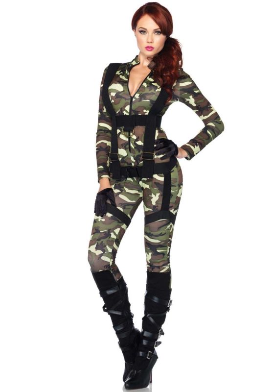 Эротический костюм десантницы Leg Avenue Pretty Paratrooper M, комбинезон, портупея