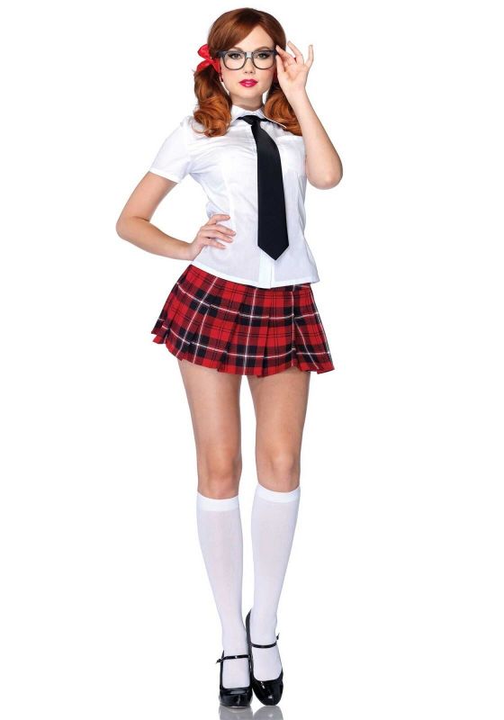 Эротический костюм школьницы Leg Avenue Private School Sweetie M, рубашка, юбка, галстук, оправа