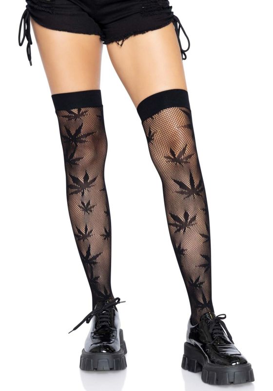 Чулки с рисунком Leg Avenue 420 Net thigh highs Black