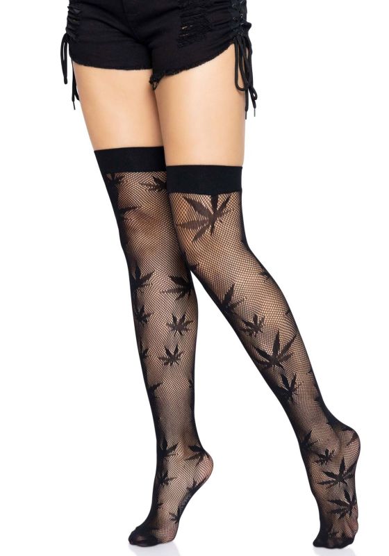 Чулки с рисунком Leg Avenue 420 Net thigh highs Black