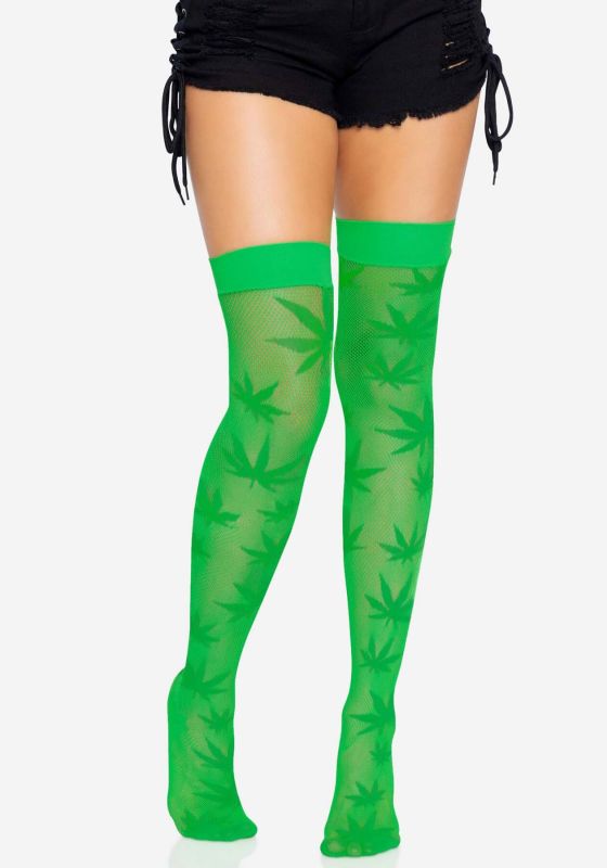 Чулки с рисунком Leg Avenue 420 Net thigh highs Green